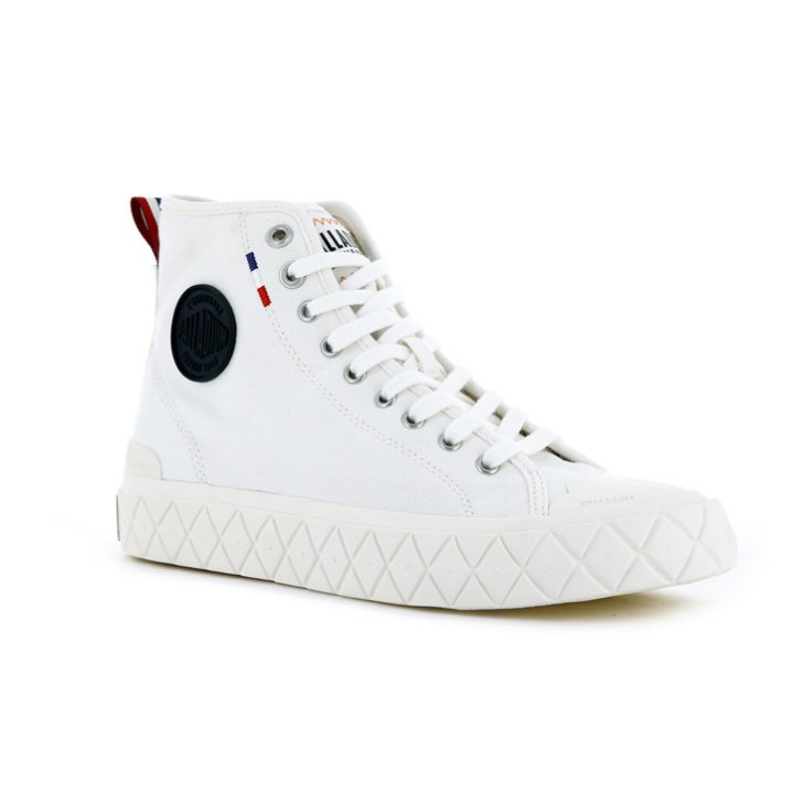 Baskets Palladium Palla Ace Tela High Tops Homme Blanche | FR UBY849F